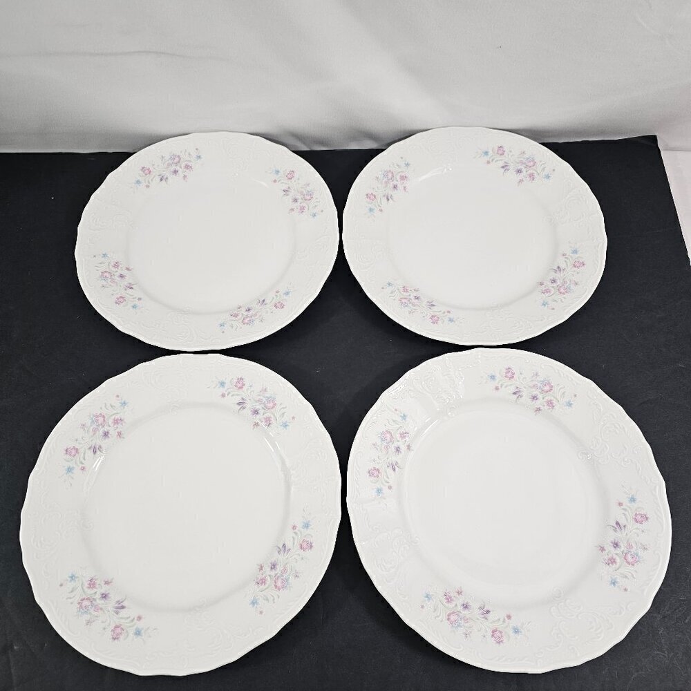 Bernadotte Czechoslovakia Floral Scalloped Porcelain Dinner Plates – Set of 4
